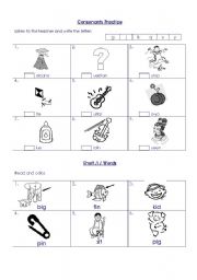 English Worksheet: Consonants and short vowel i sound