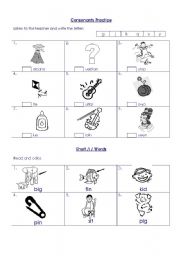 English worksheet: Consonants and short vowel i sound