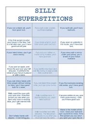 English Worksheet: Silly Superstitions