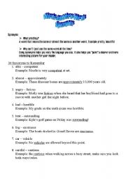English Worksheet: Words to Learn
