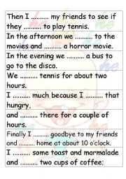 English Worksheet: Simple past activity - story, match up.... - with answer key