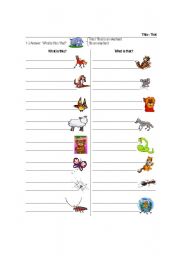 English worksheet: This - That with animals