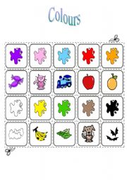 English Worksheet: Colours - memory game