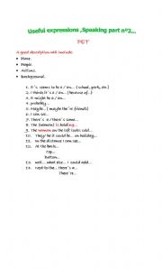 English worksheet: SPEAKING   (PET)