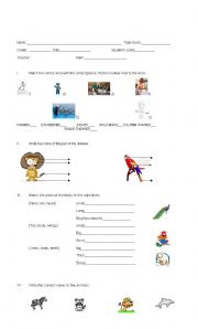 English worksheet: Parts of the animals