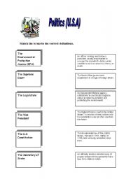 English Worksheet: Politics USA Match