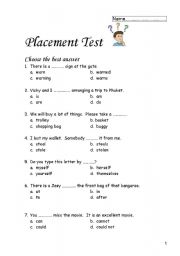 English Worksheet: Placement Test 