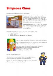 English Worksheet: Simpsons Clues Game