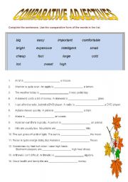 Comparative adjectives - fill in the blanks.