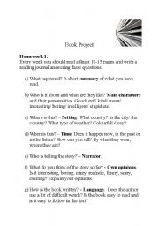 English Worksheet: Book project