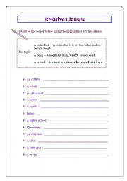 English Worksheet: Relative Clauses