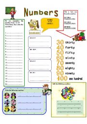 English Worksheet: Numbers