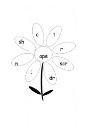 English Worksheet: PHONICS - Flower Words 01 - Long A-sound