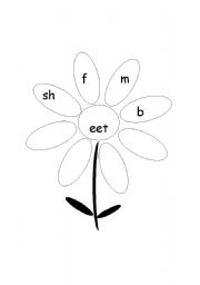 English Worksheet: PHONICS - Flower Words 02 - Long E-sound