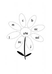 English worksheet: PHONICS - Flower Words 05 - Long U-sound