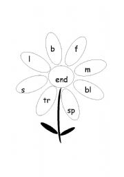 English Worksheet: PHONICS - Flower Words 07 - Short E-sound