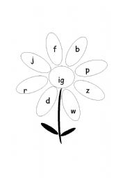 English Worksheet: PHONICS - Flower Words 08 - Short I-sound
