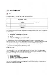 English worksheet: Presentations some basic information 