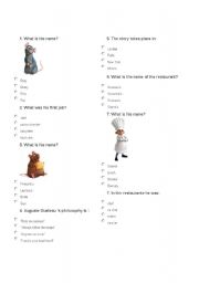 Ratatouille - worksheet