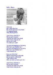 English Worksheet: lyrics Mercy by DUFFY