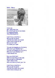 English worksheet: lyrics Mercy by DUFFY