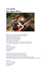 English Worksheet: Im yours Jason Mraz