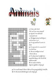 English worksheet: ANIMALS CROSSWORD
