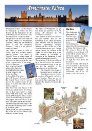English Worksheet: Westminster Palace -Part 1