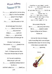 English Worksheet: Summer of 69 br Bryan Adams