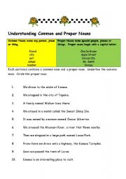 English Worksheet: Understanding Common and Proper Nouns