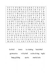 English worksheet: Sports - find them all