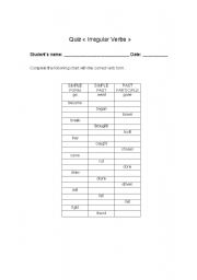 English Worksheet: Irregular Verbs Quiz (B to F)