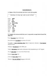 English worksheet: test comparatives and superlatives