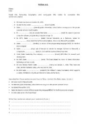 English Worksheet: past tense