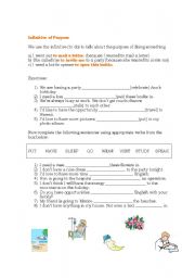 English Worksheet: Infinitive of Purpose