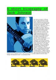 English worksheet: mini biograpphy of singer Jack Johnson