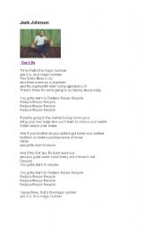 English worksheet: lyrics the 3Rs  by Jack Johnson