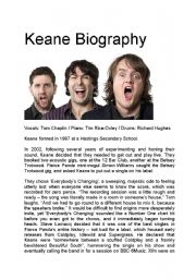 English worksheet: Keane biography