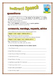 English Worksheet: Indirect Speech - questions and commands (04.09.08)