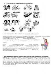 English Worksheet: use can