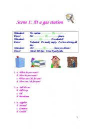 English worksheet: At a Gas Station: Dialogue Test