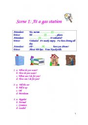 English Worksheet: At a Gas Station: Dialogue Test