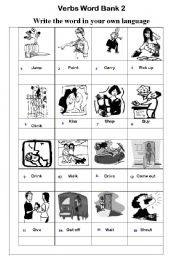 Verbs Word Bank 2 