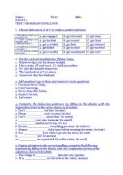 English Worksheet: Test G1 grammar challenge 