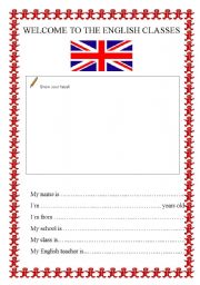 English Worksheet: Welcome to the English Classes