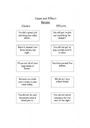 English Worksheet: review of cause and effect