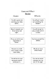 English worksheet: review of cause and effect