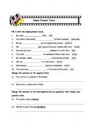 English Worksheet: Simple Present Tense