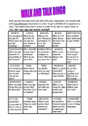 Walk and Talk Bingo