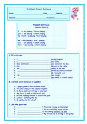 English Worksheet: Present Continuous